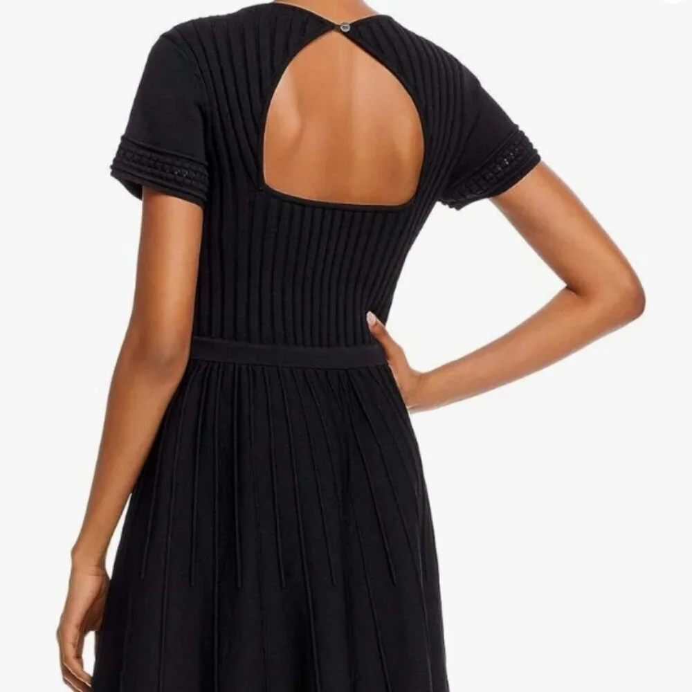 Parker Hamilton Knit Ribbed Fit & Flare Dress Black